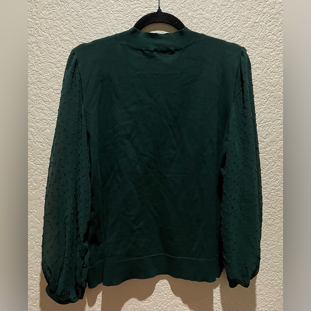 CeCe Elegant Green Women's Top Sheer Long Sleeve Blouse Size XL - Picture 4 of 7